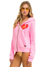 Load image into Gallery viewer, AVIATOR NATION UNISEX BOLT HEART ZIP HOODIE -NEON PINK