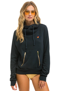 AVIATOR NATION UNISEX BOLT NINJA PULLOVER HOODIE - CHARCOAL // MINT