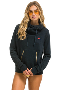 AVIATOR NATION UNISEX BOLT NINJA PULLOVER HOODIE - CHARCOAL // MINT