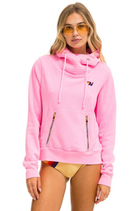 AVIATOR NATION UNISEX BOLT NINJA PULLOVER HOODIE -NEON PINK // MINT