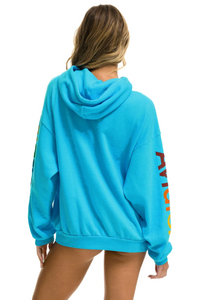 AVIATOR NATION UNISEX RELAXED PULLOVER HOODIE IN NEON BLUE