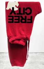 Load image into Gallery viewer, FREE CITY Large Sweatpants in Artyard Red / Cream