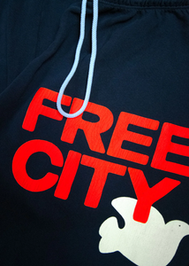 FREE CITY Large Sweatpants in SQUIDS INK ELECTRIC