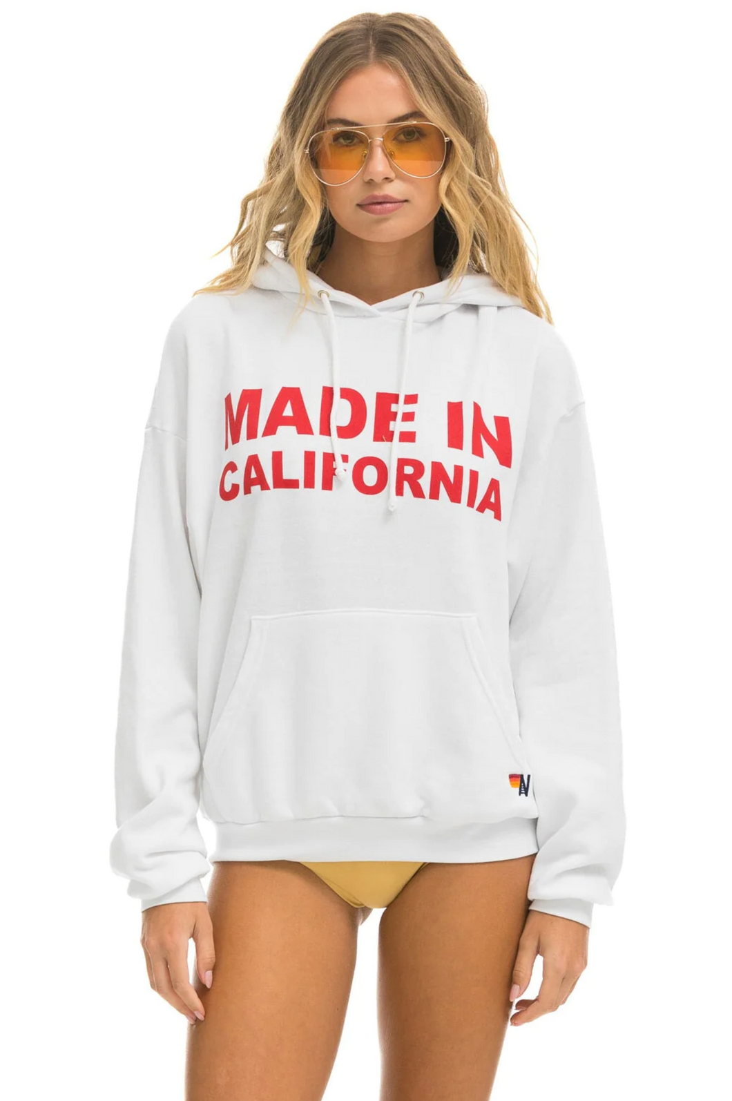 AVIATOR NATION MADE IN CALIFORNIA UNISEX RELAXED PULLOVER HOODIE - WHITE