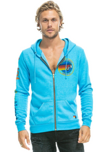 Load image into Gallery viewer, Aviator Nation Neon Zip Logo Unisex Hoodie in Neon Blue