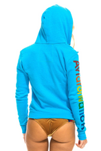 Load image into Gallery viewer, Aviator Nation Neon Zip Logo Unisex Hoodie in Neon Blue