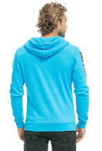 Load image into Gallery viewer, Aviator Nation Neon Zip Logo Unisex Hoodie in Neon Blue