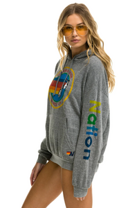 AVIATOR NATION UNISEX RELAXED PULLOVER HOODIE IN HEATHER GREY