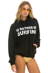 AVIATOR NATION ID RATHER BE SURFING RELAXED UNISEX PULLOVER HOODIE - BLACK