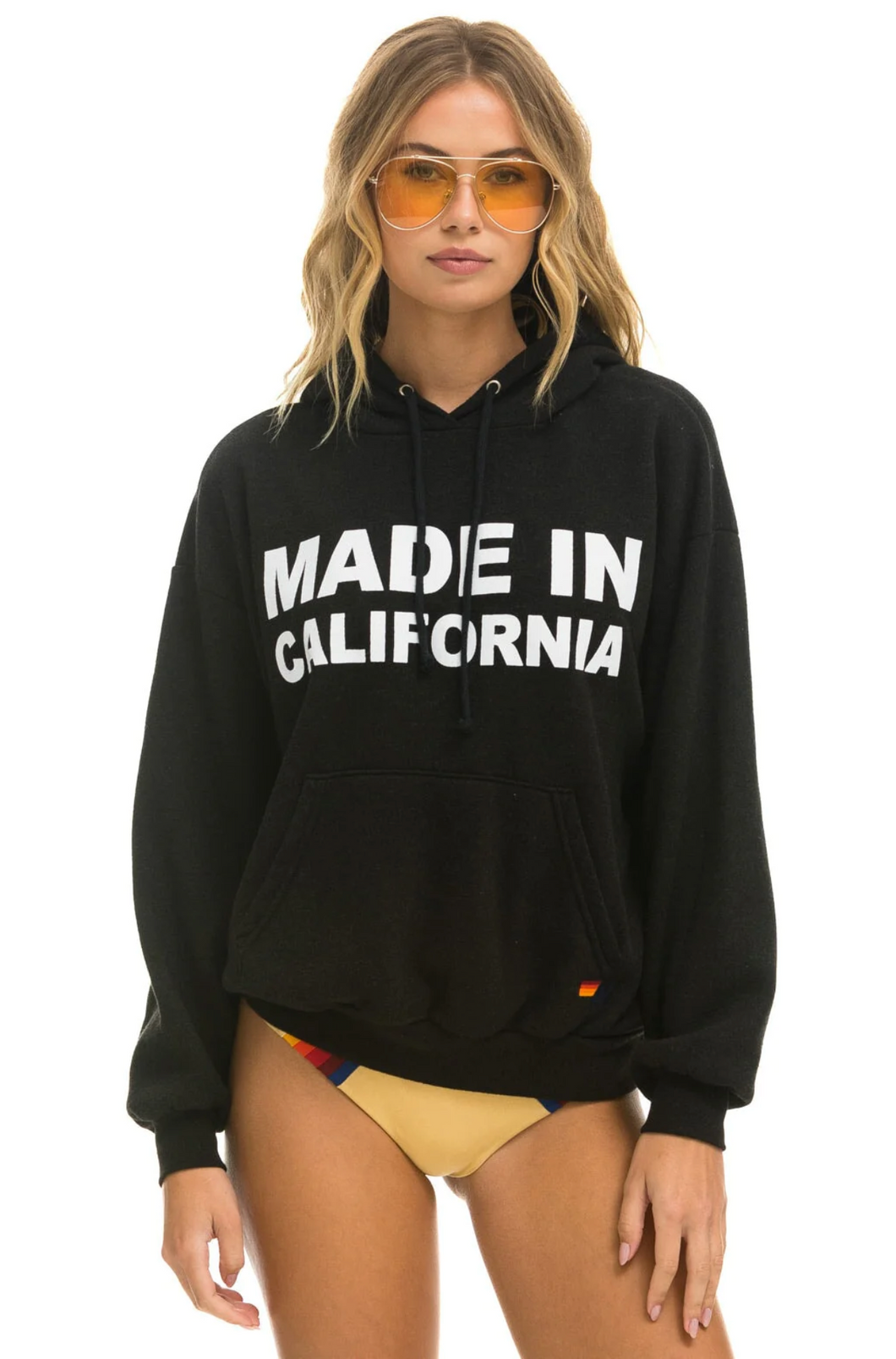 AVIATOR NATION MADE IN CALIFORNIA UNISEX RELAXED PULLOVER HOODIE - BLACK