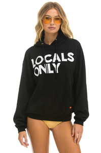 AVIATOR NATION LOCALS ONLY RELAXED UNISEX PULLOVER HOODIE - BLACK