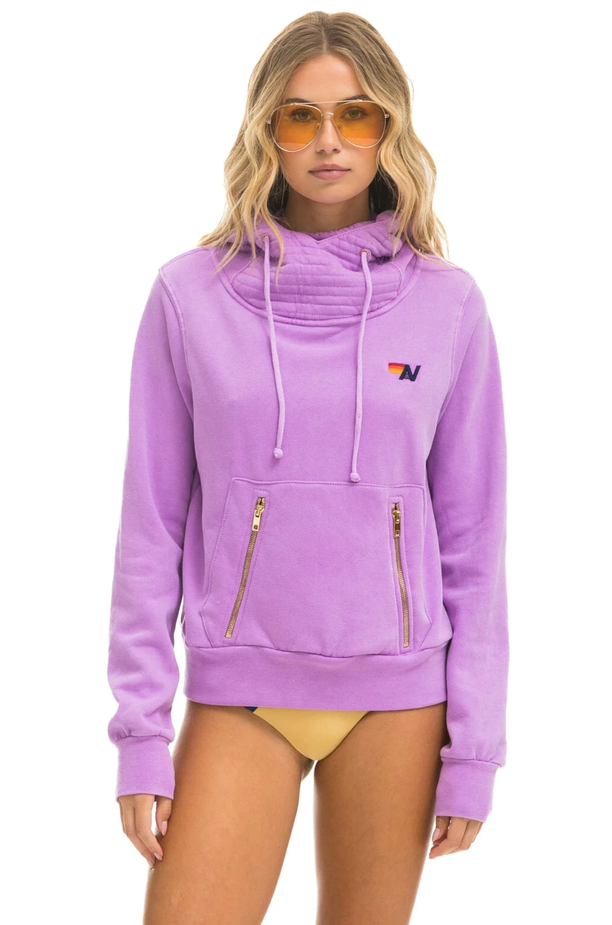Aviator Nation NINJA PULLOVER UNISEX HOODIE NEON PURPLE