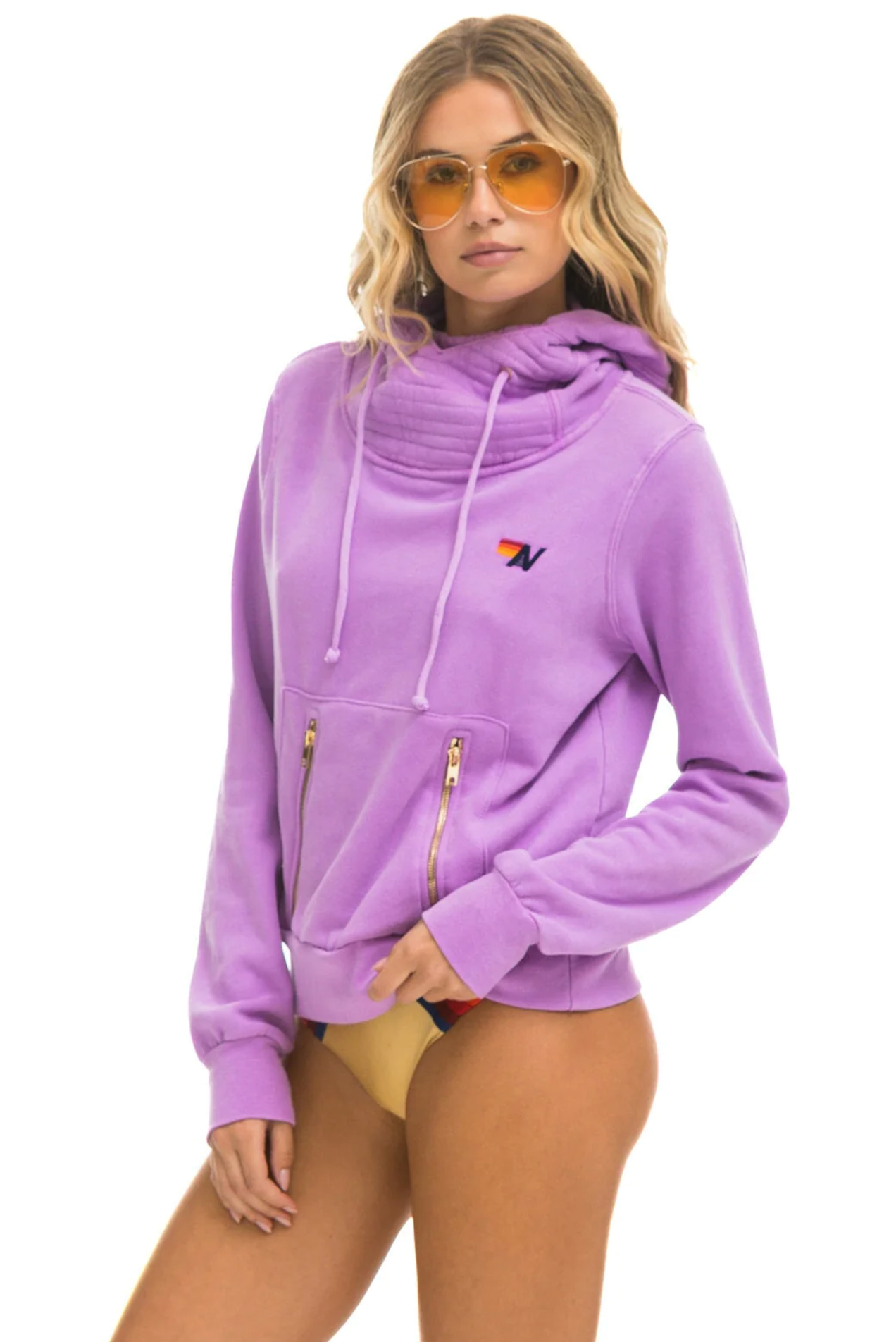 Aviator Nation NINJA PULLOVER UNISEX HOODIE NEON PURPLE SINGER22