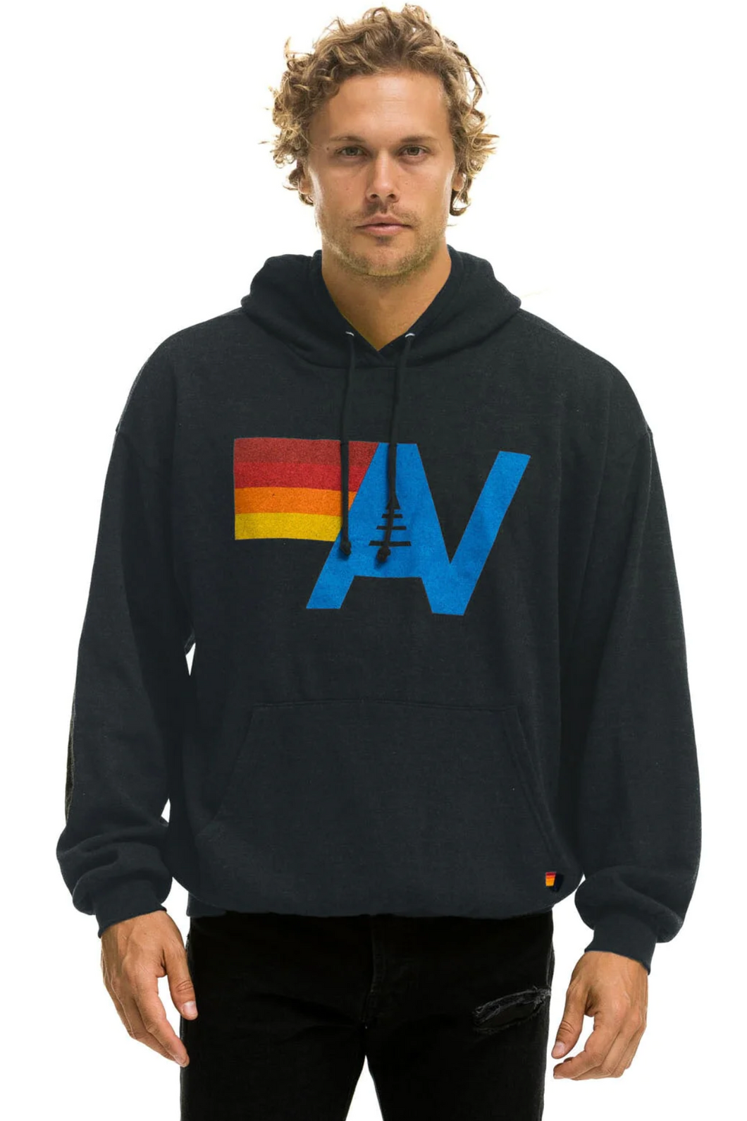 AVIATOR NATION UNISEX LOGO PULLOVER RELAXED HOODIE - CHARCOAL