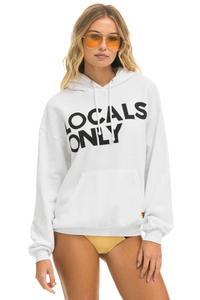 AVIATOR NATION LOCALS ONLY RELAXED UNISEX PULLOVER HOODIE -WHITE