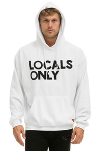 AVIATOR NATION LOCALS ONLY RELAXED UNISEX PULLOVER HOODIE -WHITE