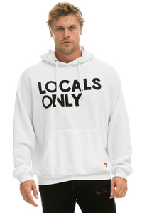 AVIATOR NATION LOCALS ONLY RELAXED UNISEX PULLOVER HOODIE -WHITE