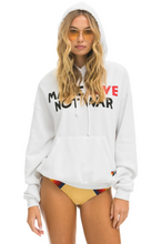 Load image into Gallery viewer, AVIATOR NATION MAKE LOVE NOT WAR RELAXED PULLOVER UNISEX HOODIE - WHITE