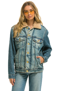 AVIATOR NATION CALI LOVER RANCH SHERPA UNISEX DENIM JACKET - VINTAGE