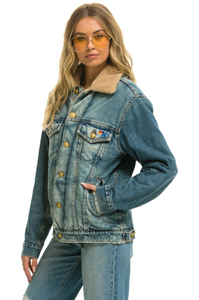 AVIATOR NATION CALI LOVER RANCH SHERPA UNISEX DENIM JACKET - VINTAGE