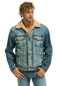 AVIATOR NATION CALI LOVER RANCH SHERPA UNISEX DENIM JACKET - VINTAGE