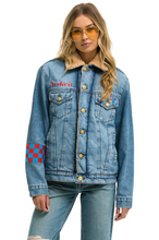Load image into Gallery viewer, AVIATOR NATION SMALL STOKED BOLT SMILEY RANCH SHERPA DENIM JACKET - SUPER LIGHT