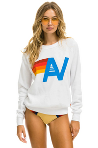 Aviator Nation Logo Unisex Crew Sweatshirt in WHITE