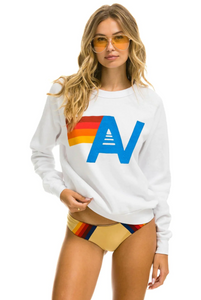 Aviator Nation Logo Unisex Crew Sweatshirt in WHITE