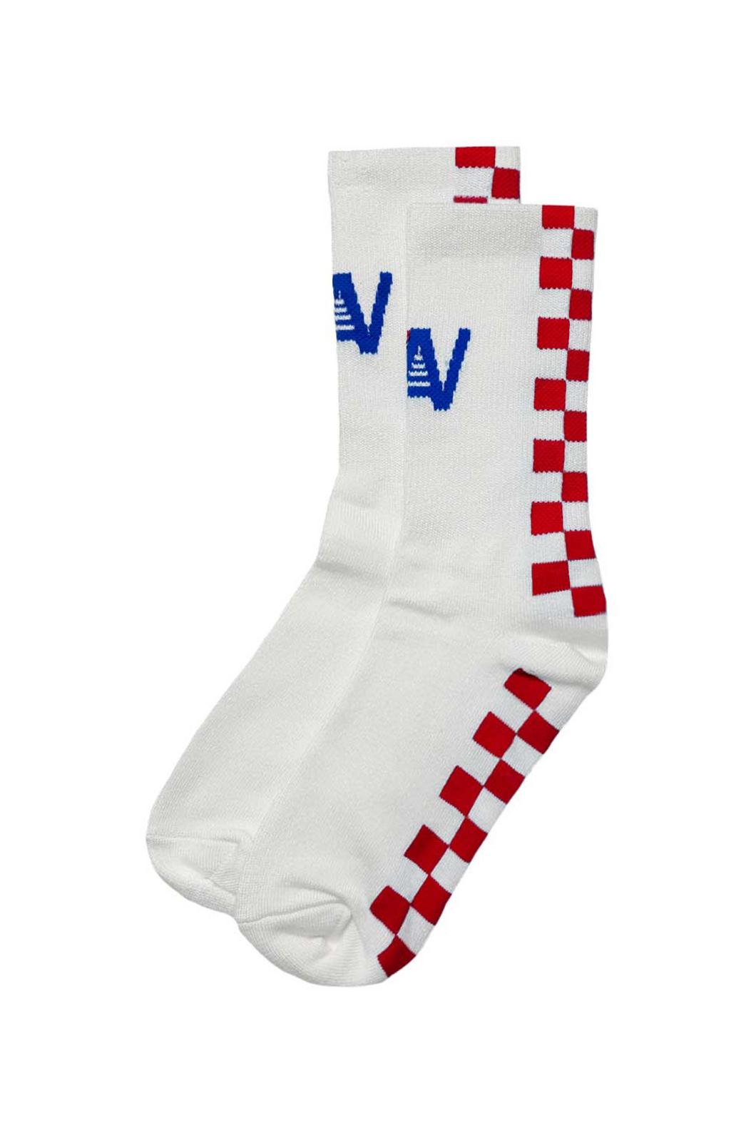 AVIATOR NATION UNISEX CHECKERED SOCKS - WHITE // RED