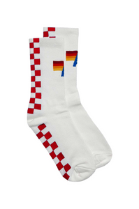 AVIATOR NATION UNISEX CHECKERED SOCKS - WHITE // RED