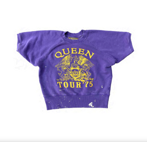 MADEWORN QUEEN TOUR '75 SHORT SLEEVE CREW FLEECE IN PLUM
