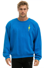Load image into Gallery viewer, AVIATOR NATION BOLT STITCH RELAXED CREW SWEATSHIRT - OCEAN // NEON YELLOW