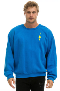 AVIATOR NATION BOLT STITCH RELAXED CREW SWEATSHIRT - OCEAN // NEON YELLOW