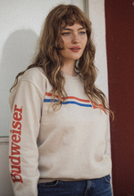 Load image into Gallery viewer, JUNK FOOD CLOTHING UNISEX BUDWEISER STRIPED FLEA MARKET FLEECE IN SAND