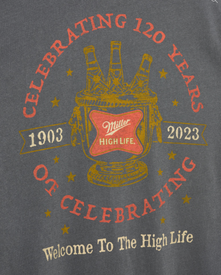 JUNK FOOD CLOTHING UNISEX MILLER HIGH LIFE 120TH ANNIVERSARY VINTAGE TEE