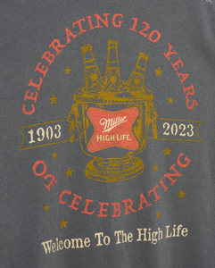 JUNK FOOD CLOTHING UNISEX MILLER HIGH LIFE 120TH ANNIVERSARY VINTAGE TEE