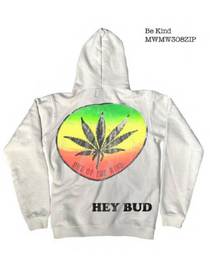 MADEWORN BE KIND ZIP FLEECE HOODIE IN VINTAGE WHITE