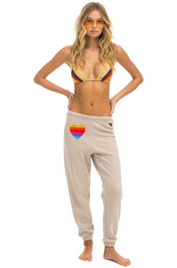 AVIATOR NATION RAINBOW HEART STITCH SWEATPANTS - SAND