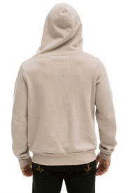 Aviator Nation 5 Stripe Zip Unisex Hoodie in SAND // PINK // GREEN
