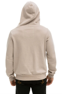 Aviator Nation 5 Stripe Zip Unisex Hoodie in SAND // PINK // GREEN