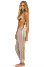 Load image into Gallery viewer, AVIATOR NATION 5 STRIPE WOMEN&#39;S SWEATPANTS - SAND // PINK // GREEN