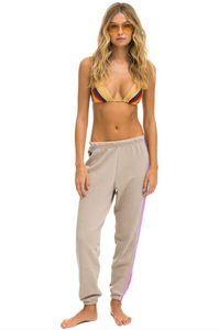 AVIATOR NATION 5 STRIPE WOMEN'S SWEATPANTS - SAND // PINK // GREEN