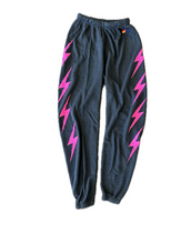 Load image into Gallery viewer, AVIATOR NATION BOLT 4 WOMENS SWEATPANTS - CHARCOAL-NEON PINK