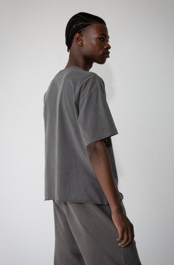 ELWOOD CLOTHING UNISEX OVERSIZED CROP CORE TEE IN VINTAGE GREY