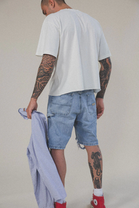 ELWOOD CLOTHING UNISEX OVERSIZED CROP CORE TEE IN VINTAGE WHITE