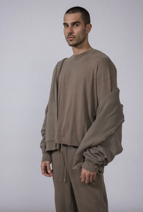 ELWOOD CLOTHING UNISEX OVERSIZED CROP CORE TEE IN VINTAGE BROWN