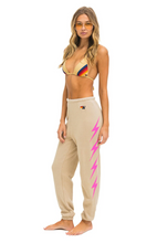 Load image into Gallery viewer, AVIATOR NATION BOLT 4 WOMENS SWEATPANTS - SAND // NEON PINK