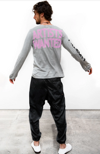 FREE CITY Artists Wanted Unisex Long Sleeve Tee in SILVER CLOUD