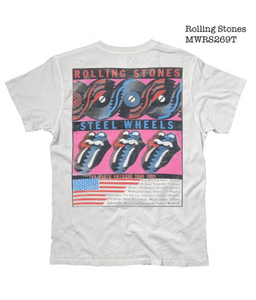 MADEWORN ROLLING STONES STEEL WHEELS '89 UNISEX TEE IN VINTAGE WHITE