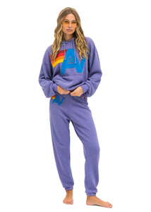 AVIATOR NATION  LOGO STITCH UNISEX PULLOVER RELAXED HOODIE - LAVENDER